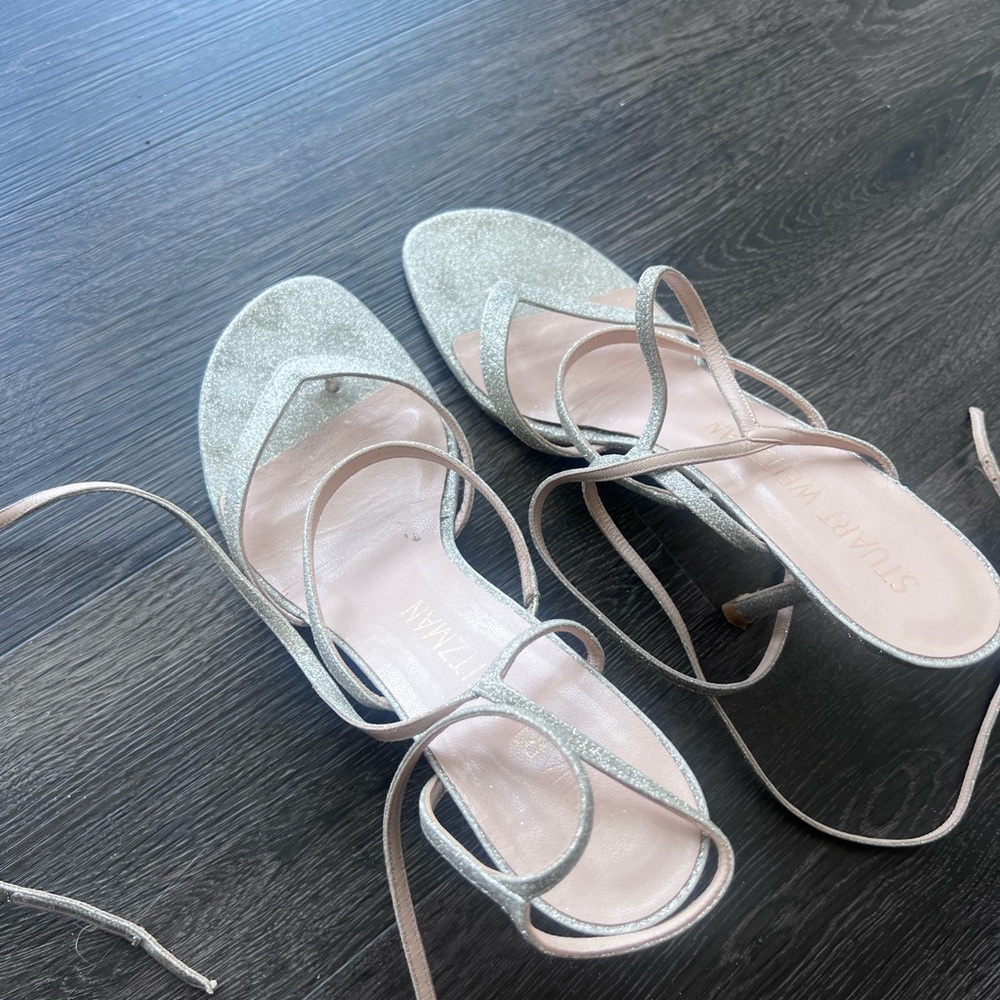 stuart weitzman silver heels
